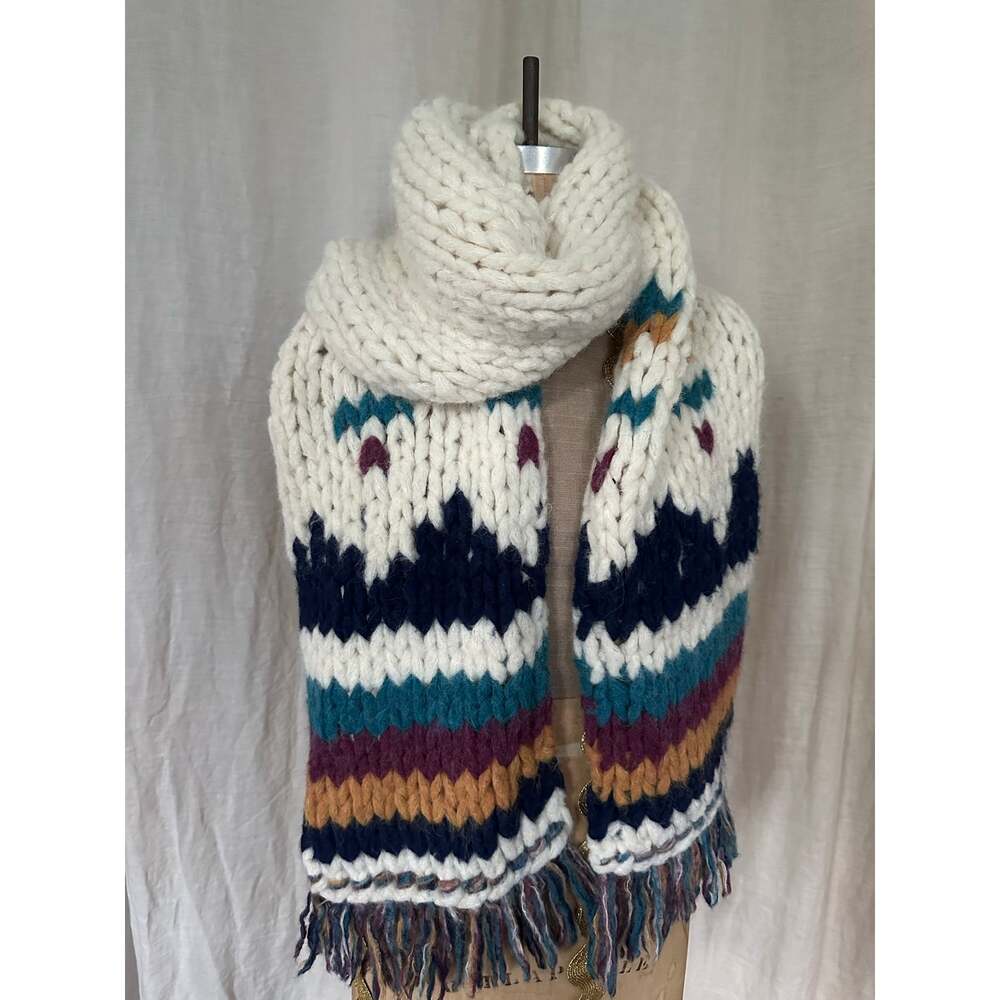 Faherty x B. Yellowtail Chunky Hand-Knit Alpaca Scarf oversized native new 12x80 - Picture 2 of 11